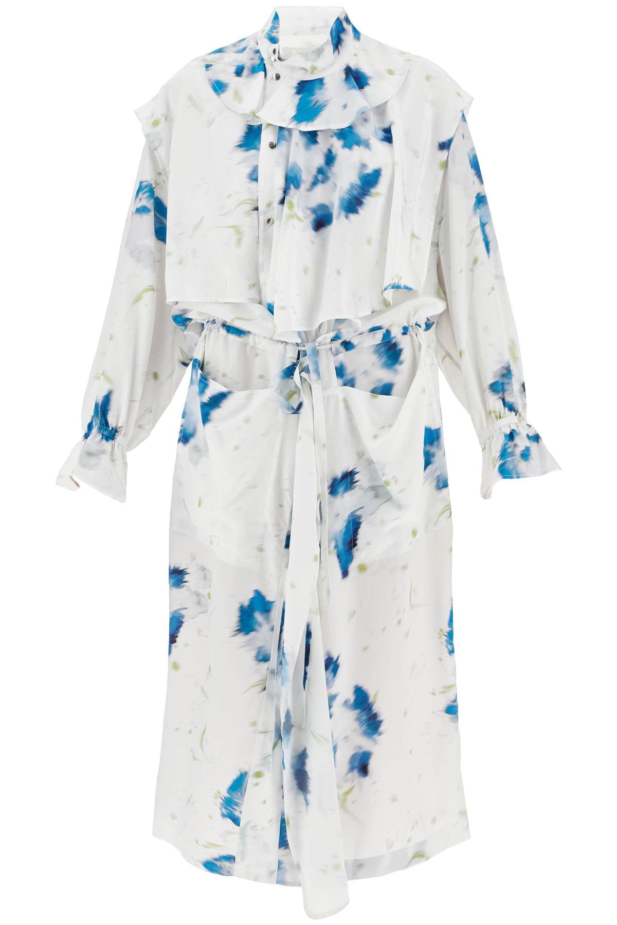 printed dust coat with cape DR1052 LF1271 CHALK BLUE