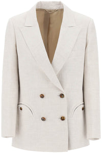 everyday mid-day sun double-breasted blazer END01 B MID OATMEAL