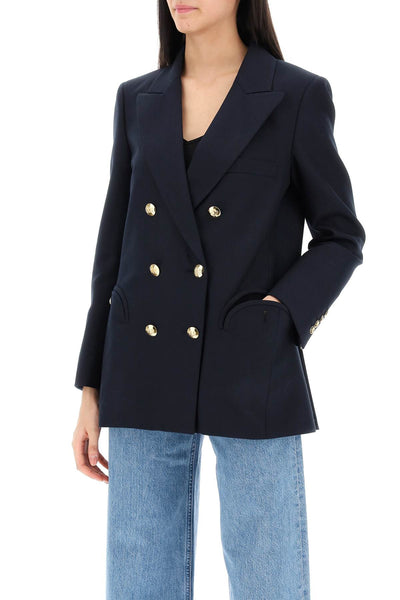 everynight alcanara double-breasted blazer END07 ALC NAVY