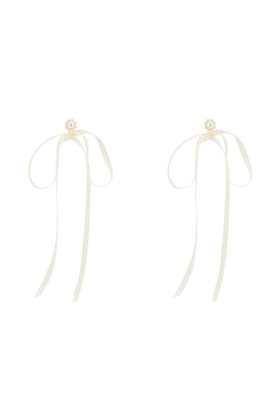 button pearl earrings with bow detail. ERG389 0904 PEARL IVORY