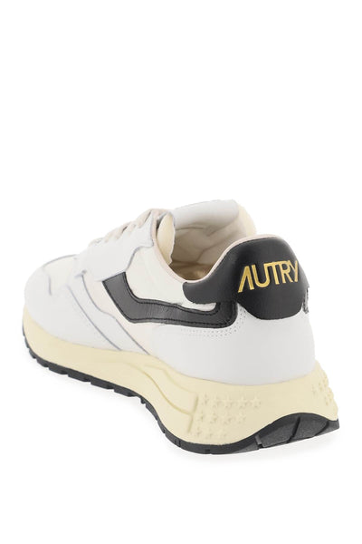 Autry low-cut nylon and leather reelwind sneakers EWWLWVN02 WHITE BLACK