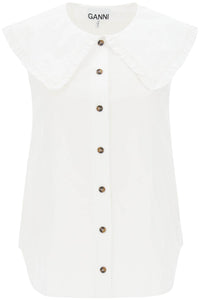 sleeveless shirt with maxi collar F4715 BRIGHT WHITE