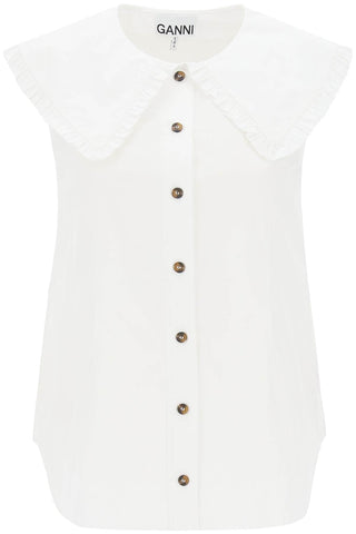 sleeveless shirt with maxi collar F4715 BRIGHT WHITE