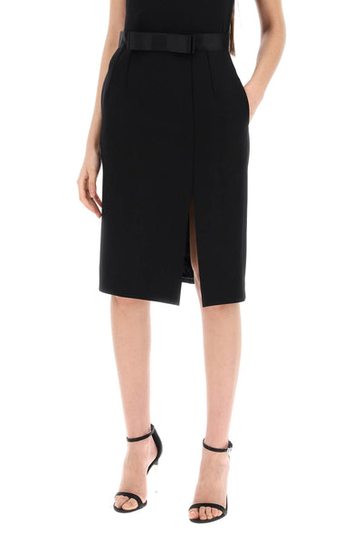 "knee-length skirt with satin F4CVBT FUBF1 NERO