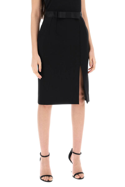 "knee-length skirt with satin F4CVBT FUBF1 NERO