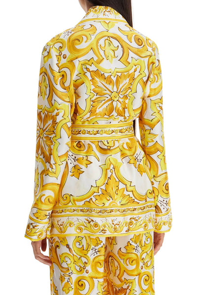 silk blouse with maiolica print and F5Q03T HI1TK MIX MAIOLICA GIALLO