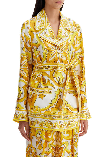 silk blouse with maiolica print and F5Q03T HI1TK MIX MAIOLICA GIALLO