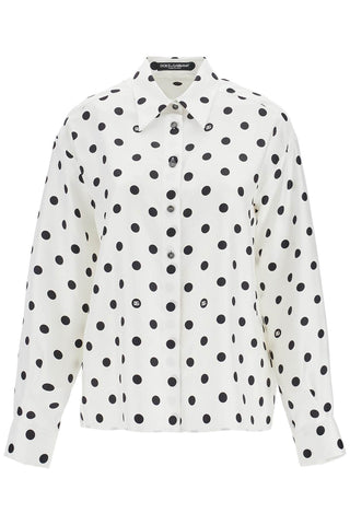 silk polka dot print blouse F5S31T IS1VI POIS MED 1.5 F.BIANC