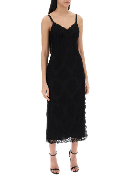 midi lace dress with slit F6JAOT HLMO7 NERO