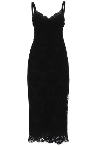 midi lace dress with slit F6JAOT HLMO7 NERO