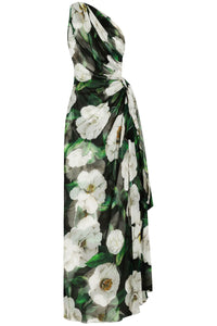 long one-shoulder floral silk dress F6TLHT IS1XD GARDENIA F.NERO