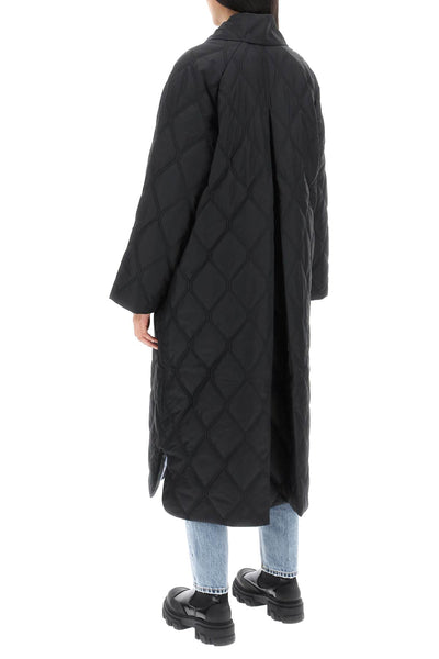 quilted oversized coat F7327 BLACK