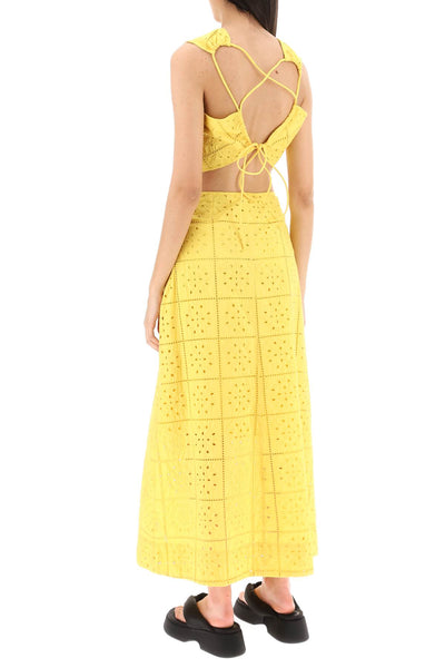 broderie anglaise maxi dress F7920 MAIZE