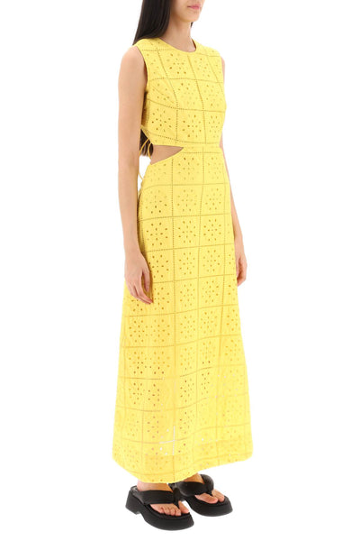 broderie anglaise maxi dress F7920 MAIZE