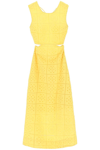 broderie anglaise maxi dress F7920 MAIZE