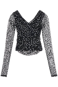 polka dot draped top with F7AB5T FSRP2 POIS BIANCO FDO.NERO