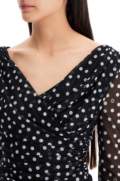 polka dot draped top with F7AB5T FSRP2 POIS BIANCO FDO.NERO