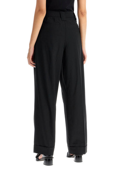 "flowy trousers with two ple F8075 BLACK