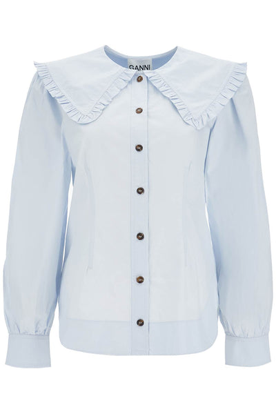 poplin shirt with oversized collar F8638 HEATHER