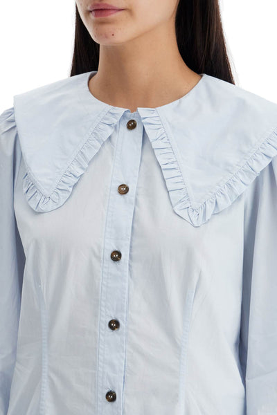 poplin shirt with oversized collar F8638 HEATHER