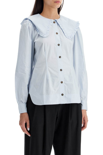 poplin shirt with oversized collar F8638 HEATHER