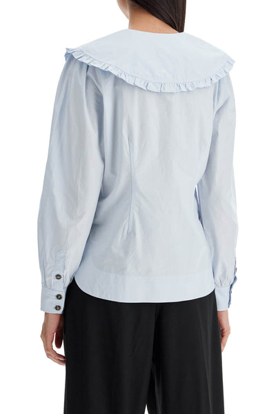 poplin shirt with oversized collar F8638 HEATHER