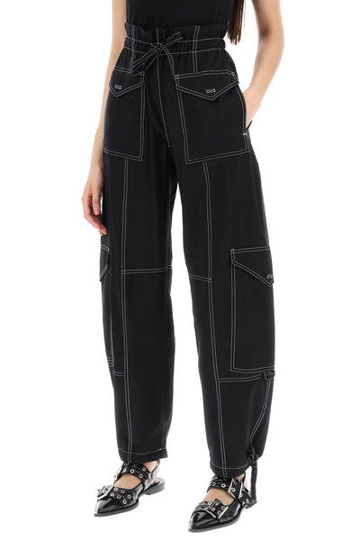 light slub pants F8807 BLACK