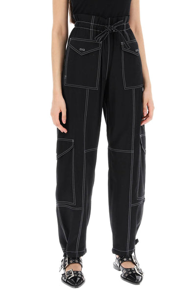 light slub pants F8807 BLACK