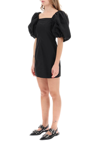 mini dress with balloon sleeves F8827 BLACK