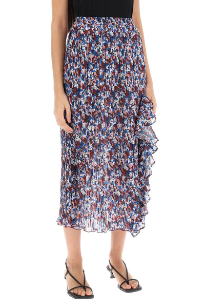 pleated midi skirt with leopard motif F8836 MULTICOLOUR