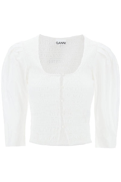 "poplin smock blouse F8856 BRIGHT WHITE