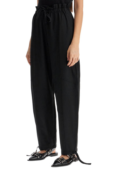 GANNI viscose paperbag pants F8929 BLACK | Italystation.com - Shop Now at italystation.com