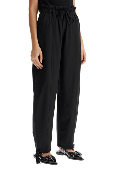 GANNI viscose paperbag pants F8929 BLACK | Italystation.com - Shop Now at italystation.com