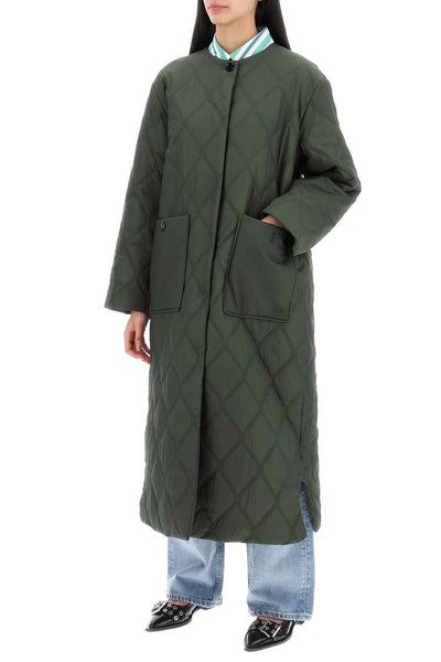 quilted midi coat F8933 KOMBU GREEN