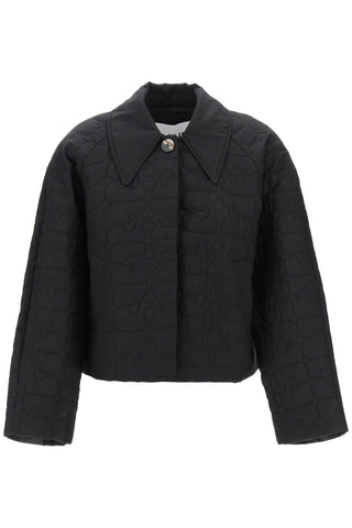 short quilted jacket F8935 BLACK