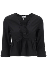 peplum blouse in pop F9001 BLACK