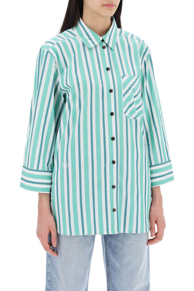 "oversized striped poplin shirt F9022 CREME DE MENTHE