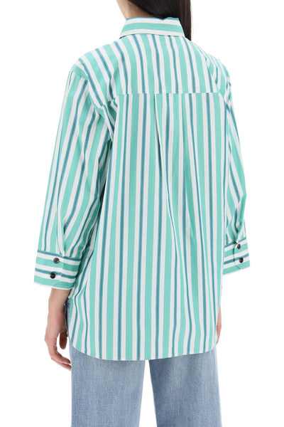 "oversized striped poplin shirt F9022 CREME DE MENTHE