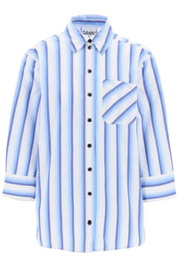 "oversized striped poplin shirt F9153 SILVER LAKE BLUE