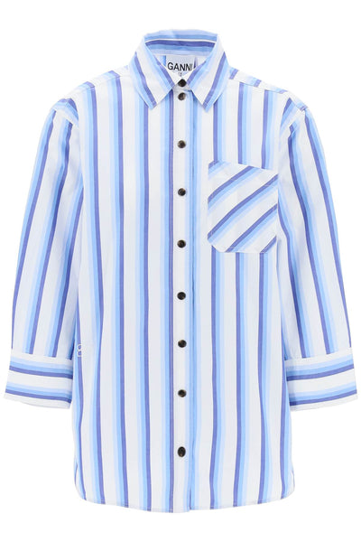 "oversized striped poplin shirt F9153 SILVER LAKE BLUE