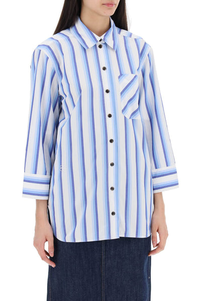 "oversized striped poplin shirt F9153 SILVER LAKE BLUE