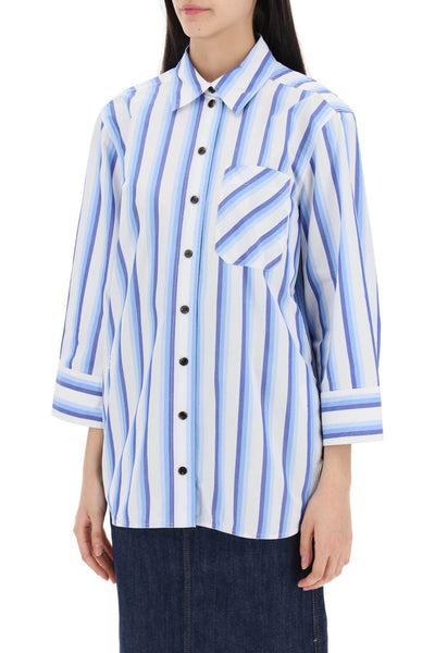 "oversized striped poplin shirt F9153 SILVER LAKE BLUE