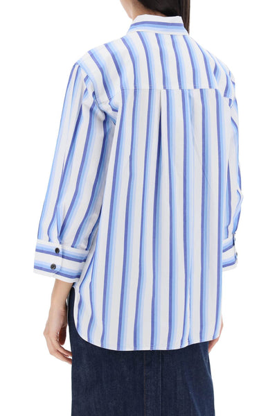 "oversized striped poplin shirt F9153 SILVER LAKE BLUE