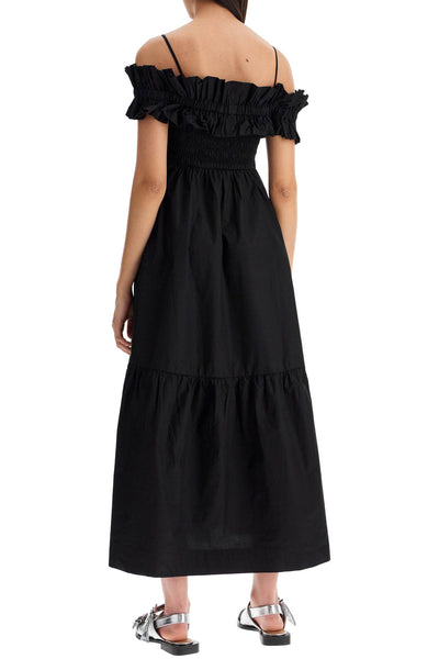 "poplin smock dress F9168 BLACK