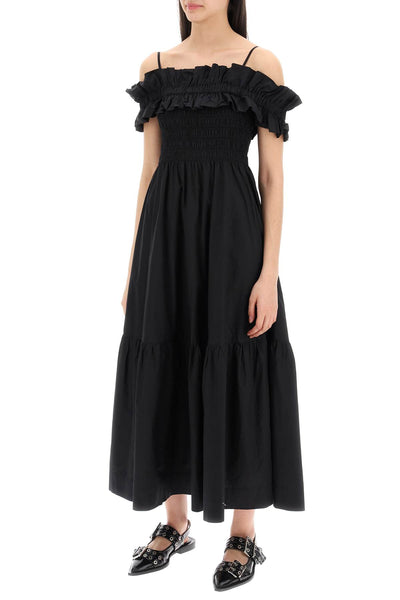 flared midi dress with off-should F9168 BLACK