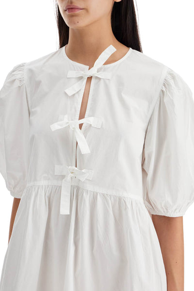 mini poplin dress with bow accents F9170 BRIGHT WHITE