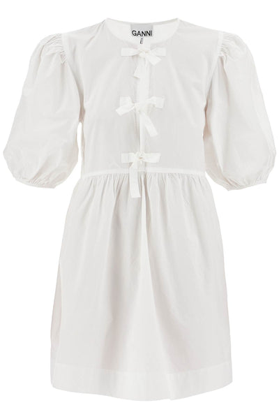 mini poplin dress with bow accents F9170 BRIGHT WHITE