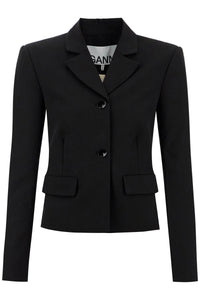 short lightweight twill blazer F9222 BLACK