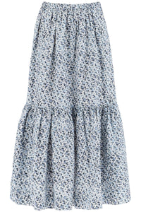ruffled poplin skirt with fl F9235 GLACIER LAKE