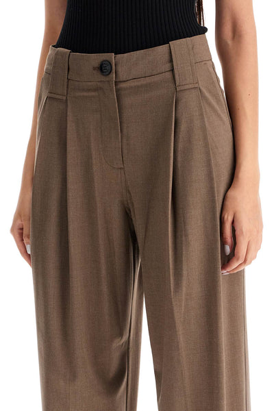 "flowy trousers with two ple F9279 SHITAKE